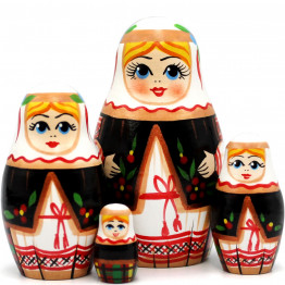 Belorussian Matryoshka Dolls in Slavic Clothing Set 4 pcs - Folk Art Dolls