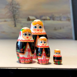 Belorussian Matryoshka Dolls in Slavic Clothing Set 4 pcs - Folk Art Dolls