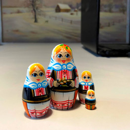 Matryoshka in Belarusian National Costume with Wheat Stalks, Set of 4 pcs