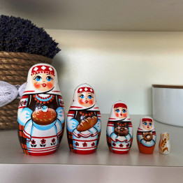 Russian Nesting Dolls Set of 5 pcs - Matryoshka Doll in Belarussian Slavic Clothing