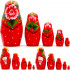 Matryoshka Dolls with Traditional Red Russian Sarafan Set 5 pcs - Hand-Painted Wooden Nesting Doll