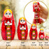 Matryoshka Dolls with Traditional Red Russian Sarafan Set 5 pcs - Hand-Painted Wooden Nesting Doll
