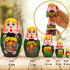 Nesting Dolls in Red Head Scarf and Sarafan Dress with Violets Flowers-Set of 5 pcs Russian Nesting Dolls with Violet Decorations