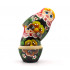 Nesting Dolls in Red Head Scarf and Sarafan Dress with Violets Flowers-Set of 5 pcs Russian Nesting Dolls with Violet Decorations