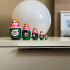 Matryoshka in Pink Head Scarf and Sarafan Dress with Chamomile and Poppy Flowers Set of 5 pcs
