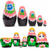 Matryoshka in Pink Head Scarf and Sarafan Dress with Chamomile and Poppy Flowers Set of 5 pcs