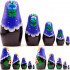 Russian Nesting Dolls Set of 5 pcs - Russian Doll in Purple Head Scarf and Sarafan with Poppies Bou