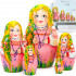 Nesting Dolls Set 5 pcs Flowers in Pigtail - Matryoshka Dolls in Pink Dress - Matreshka Dolls