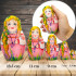 Nesting Dolls Set 5 pcs Flowers in Pigtail - Matryoshka Dolls in Pink Dress - Matreshka Dolls