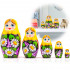 Nesting Dolls in Sarafan Dress with Hand Painted Chamomile and Lilac Flowers Set of 5 pcs