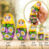 Nesting Dolls in Sarafan Dress with Hand Painted Chamomile and Lilac Flowers Set of 5 pcs