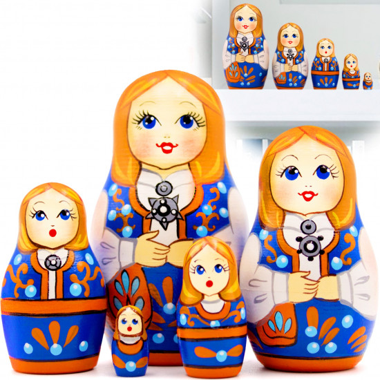 Matryoshka Doll in Norwegian Traditional Dress Bunad - Nesting Doll in Folk Scandinavian Dress