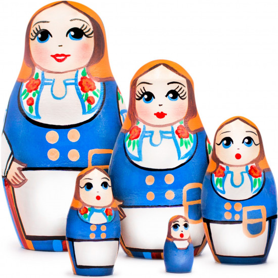 Russian Nesting Matryoshka Dolls in Finnish National Clothes Set of 5 Pcs