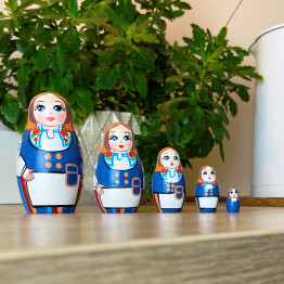 Russian Nesting Matryoshka Dolls in Finnish National Clothes Set of 5 Pcs