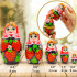 Russian Matryoshka Dolls in Sarafan Dress with Strawberries of 5 pcs - Handmade Strawberry Decor