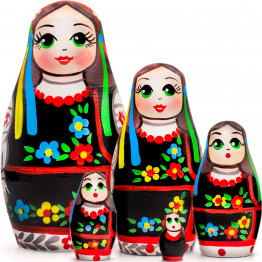 Nesting Dolls in Ukrainian Traditional Costume Vyshyvanka Set of 5 pcs