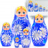 Nesting Dolls Set of 5 pcs in Blue Sarafan with Daisy Flowers