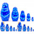 Nesting Dolls Set of 5 pcs in Blue Sarafan with Daisy Flowers