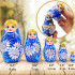 Nesting Dolls Set of 5 pcs in Blue Sarafan with Daisy Flowers