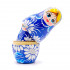 Nesting Dolls Set of 5 pcs in Blue Sarafan with Daisy Flowers