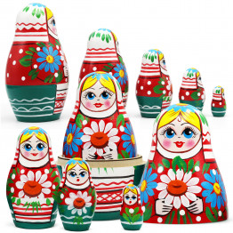 Nesting Dolls Set of 5 pcs - Matryoshka Doll in Belarussian Traditional Dress with Ornament