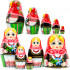 Belarusian matryoshka in national dress with cornflower bouquet set of 5 pieces