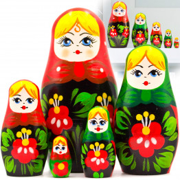 Vintage Russian Nesting Dolls Set of 5 pcs -  Vintage Room Decor