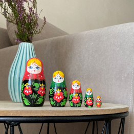 Vintage Russian Nesting Dolls Set of 5 pcs -  Vintage Room Decor