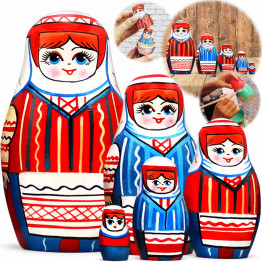 Matryoshka Doll in Belarussian Traditional Dress with Ornament Set of 5 pcs