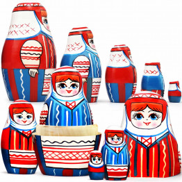 Matryoshka Doll in Belarussian Traditional Dress with Ornament Set of 5 pcs