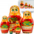 Matryoshka Nesting Doll in Orange Dress with Hazelnuts Set of 5 Pcs