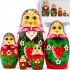 Russian Doll Set of 5 pcs in Strawberry Dress - Matryoshka Doll with Strawberries