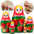 Russian Nesting Dolls Set 5 pcs - Traditional Russian Matryoshka with Strawberry Decorations