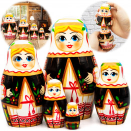Belarusian matryoshkas in embroidered vest traditional style home decor set of 5 pieces