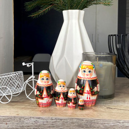 Belarusian matryoshkas in embroidered vest traditional style home decor set of 5 pieces