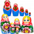 Traditional Russian Matryoshka Dolls Set – 5 Hand-Painted Wooden Nesting Dolls with Floral Patterns