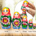 Traditional Russian Matryoshka Dolls Set – 5 Hand-Painted Wooden Nesting Dolls with Floral Patterns