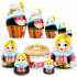 Wooden Matryoshka Dolls in Belarusian National Dress with Wheat Stalks, Set of 5