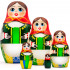 Russian Matryoshka Doll in German Dirndl Dress Set of 5 pcs - Folk Art Dolls in Bavarian Dirndl Dresses