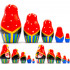 Russian Nesting Dolls Set of 5 pcs in Sarafan Dress with Folk Ornaments and Apples, Pears and Red Currant 