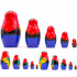 Matryoshka in Red Headscarf with Daisies (Set of 5 pcs)