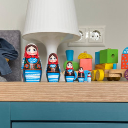 Polish Nesting Dolls Set of 5 pcs - Russian Dolls in Polish Folk Costumes with Ornament
