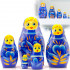 Blue Nesting Doll Set – 5-Piece Hand-Painted Wooden Matryoshka for Home Decor