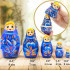 Blue Nesting Doll Set – 5-Piece Hand-Painted Wooden Matryoshka for Home Decor