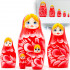 Russian Nesting Dolls Set of 5 pcs - Red Russian Doll for Red Decor