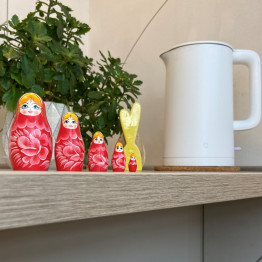 Russian Nesting Dolls Set of 5 pcs - Red Russian Doll for Red Decor