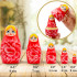 Russian Nesting Dolls Set of 5 pcs - Red Russian Doll for Red Decor