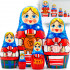 Russian Nesting Doll in Folk Dress with Russian Samovar Set of 5 pcs
