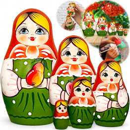 Russian nesting dolls featuring fruity motifs, Set of 5 pcs