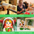 Russian nesting dolls featuring fruity motifs, Set of 5 pcs